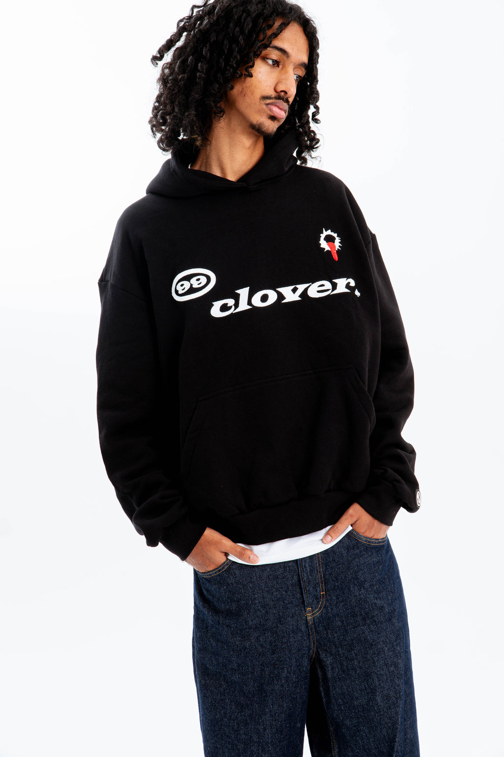 "FEELING LUCKY" OVERSIZED HOODIE BLACK