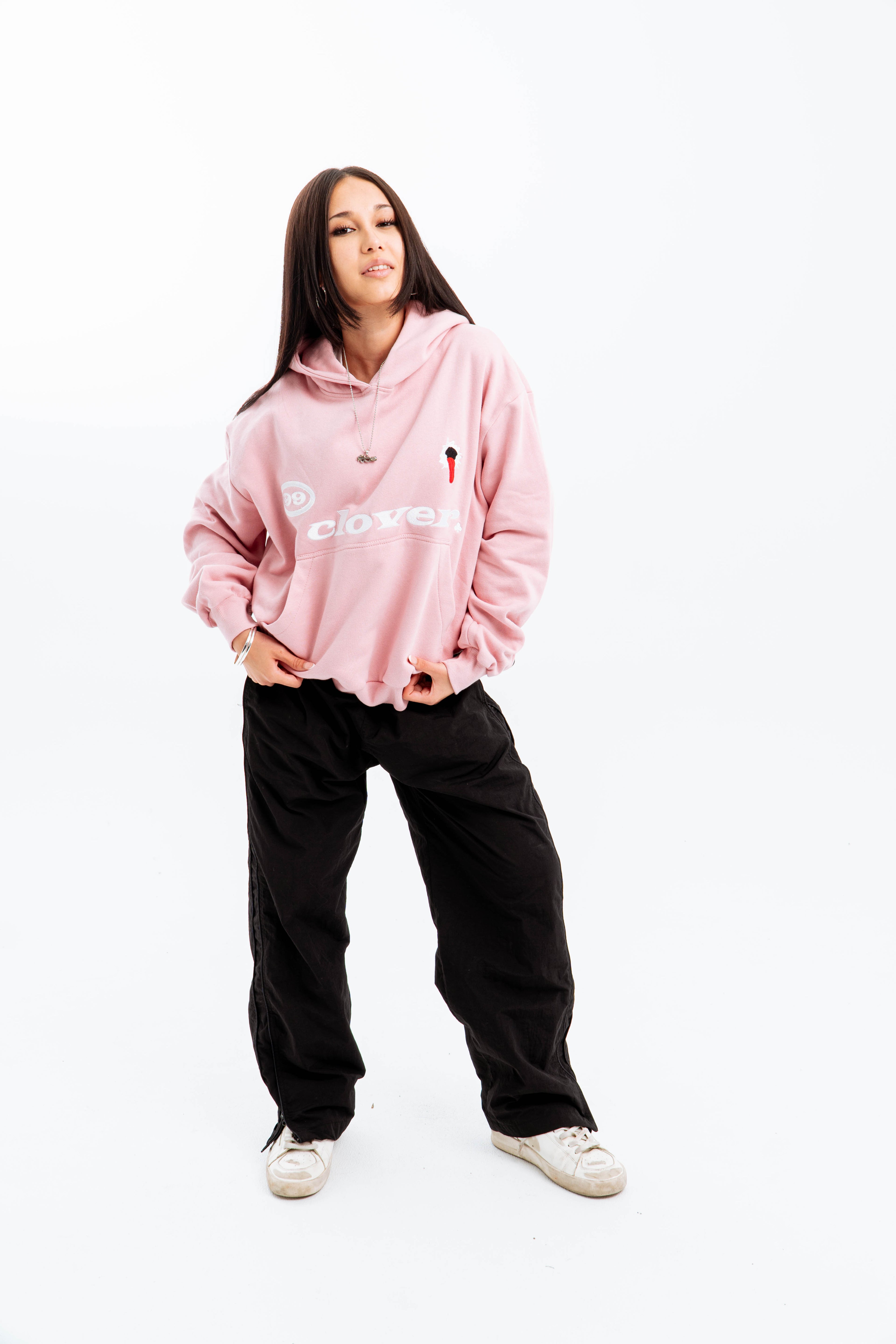 "FEELING LUCKY" OVERSIZED HOODIE PINK