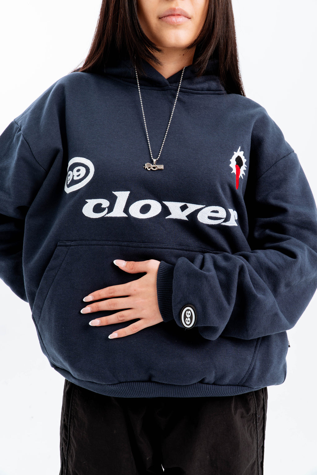"FEELING LUCKY" OVERSIZED HOODIE NAVY