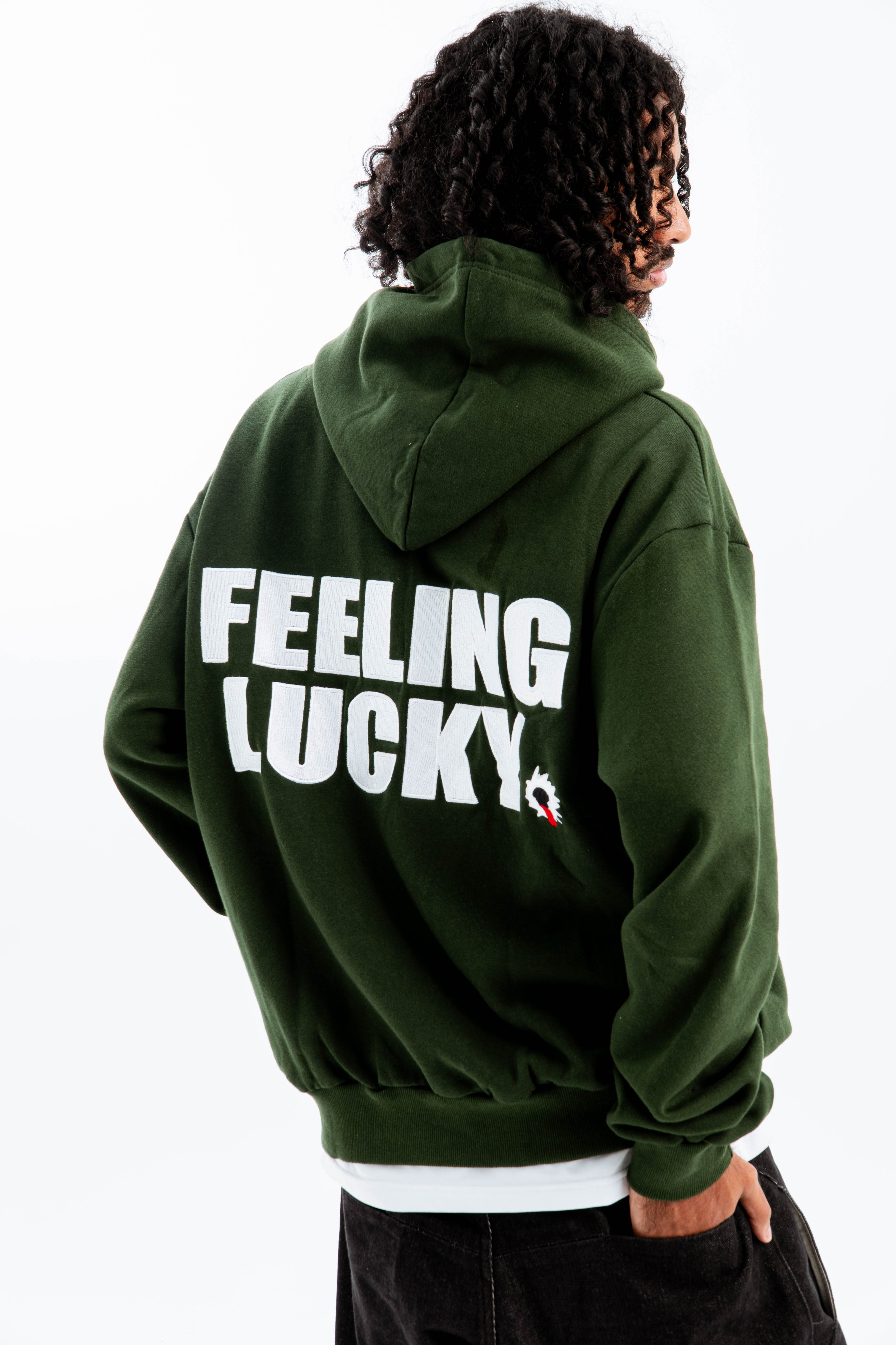 "FEELING LUCKY" OVERSIZED HOODIE GREEN