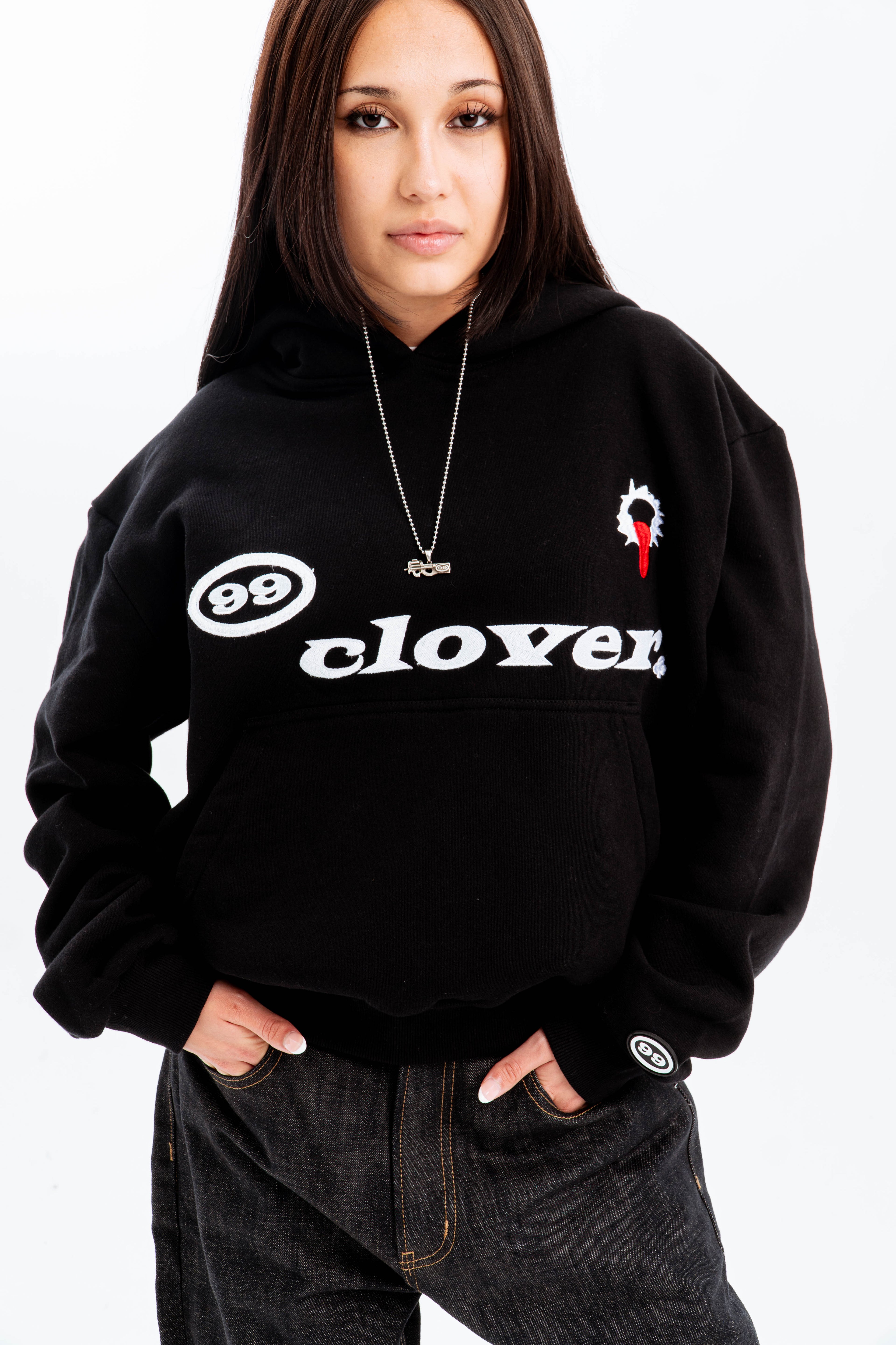 "FEELING LUCKY" OVERSIZED HOODIE BLACK