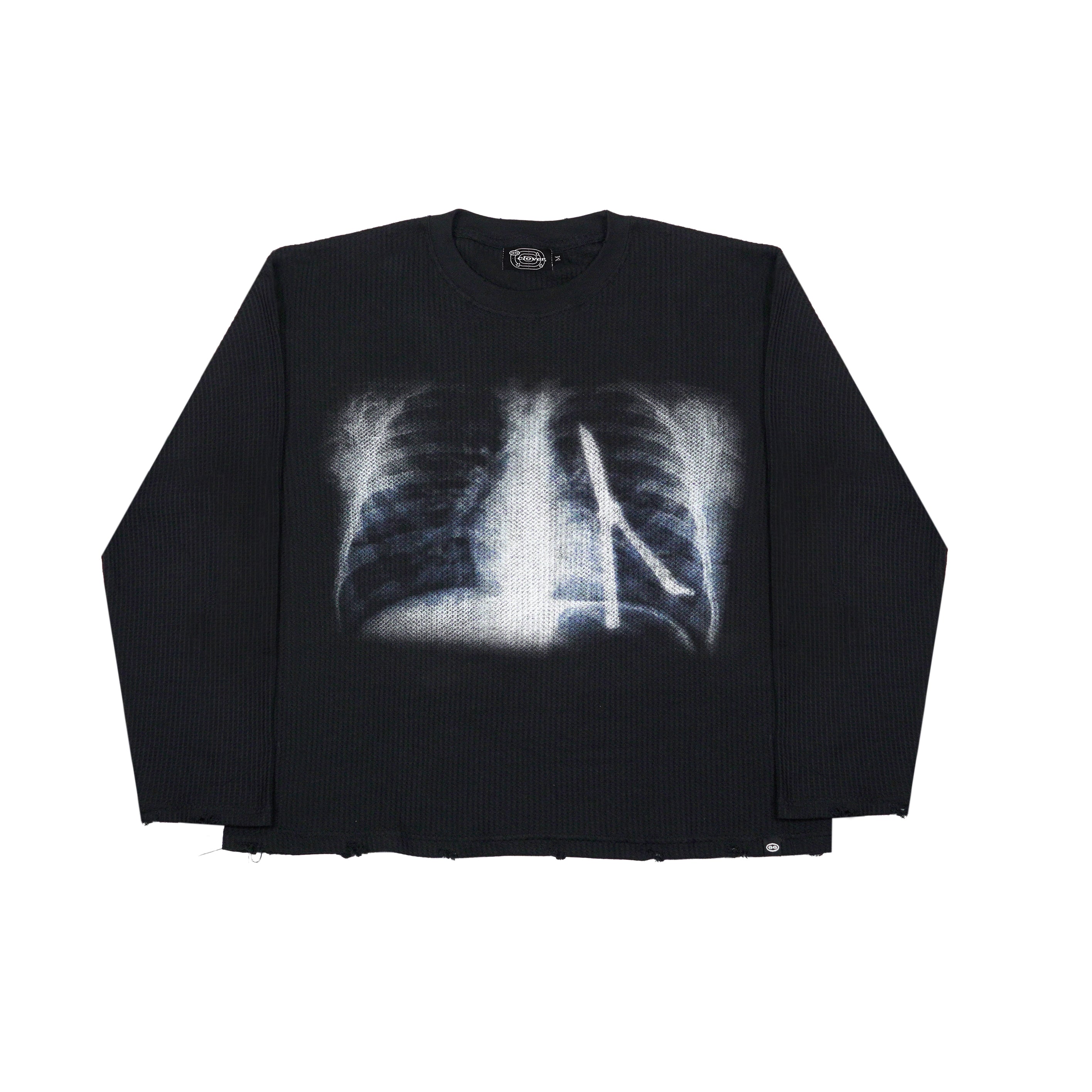 "XRAY" WAFFLE KNIT LONGSLEEVE BLACK