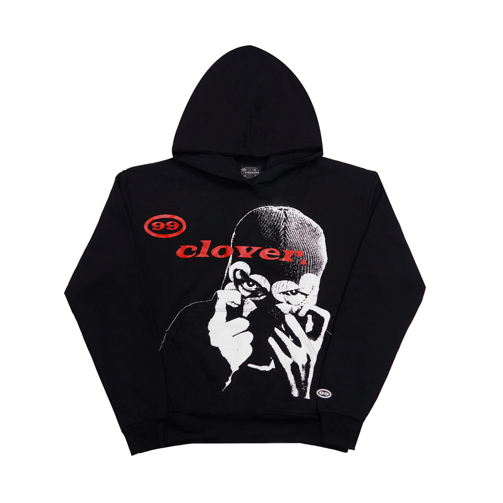 “CLOVER VISION” OVERSIZED HOODIE BLACK/RED