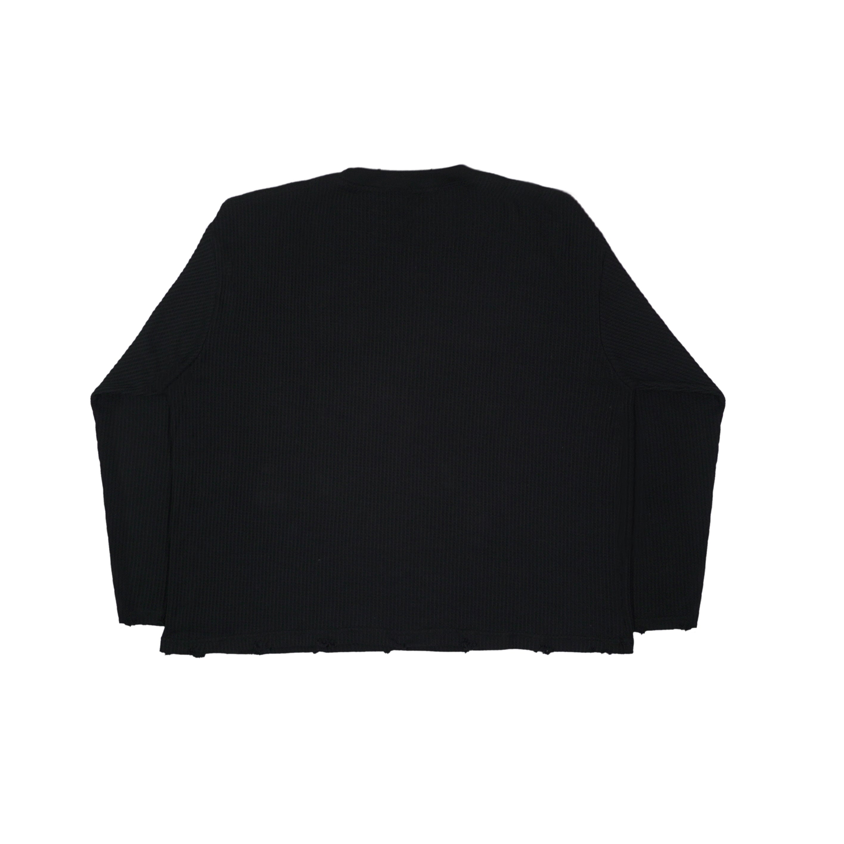 "XRAY" WAFFLE KNIT LONGSLEEVE BLACK