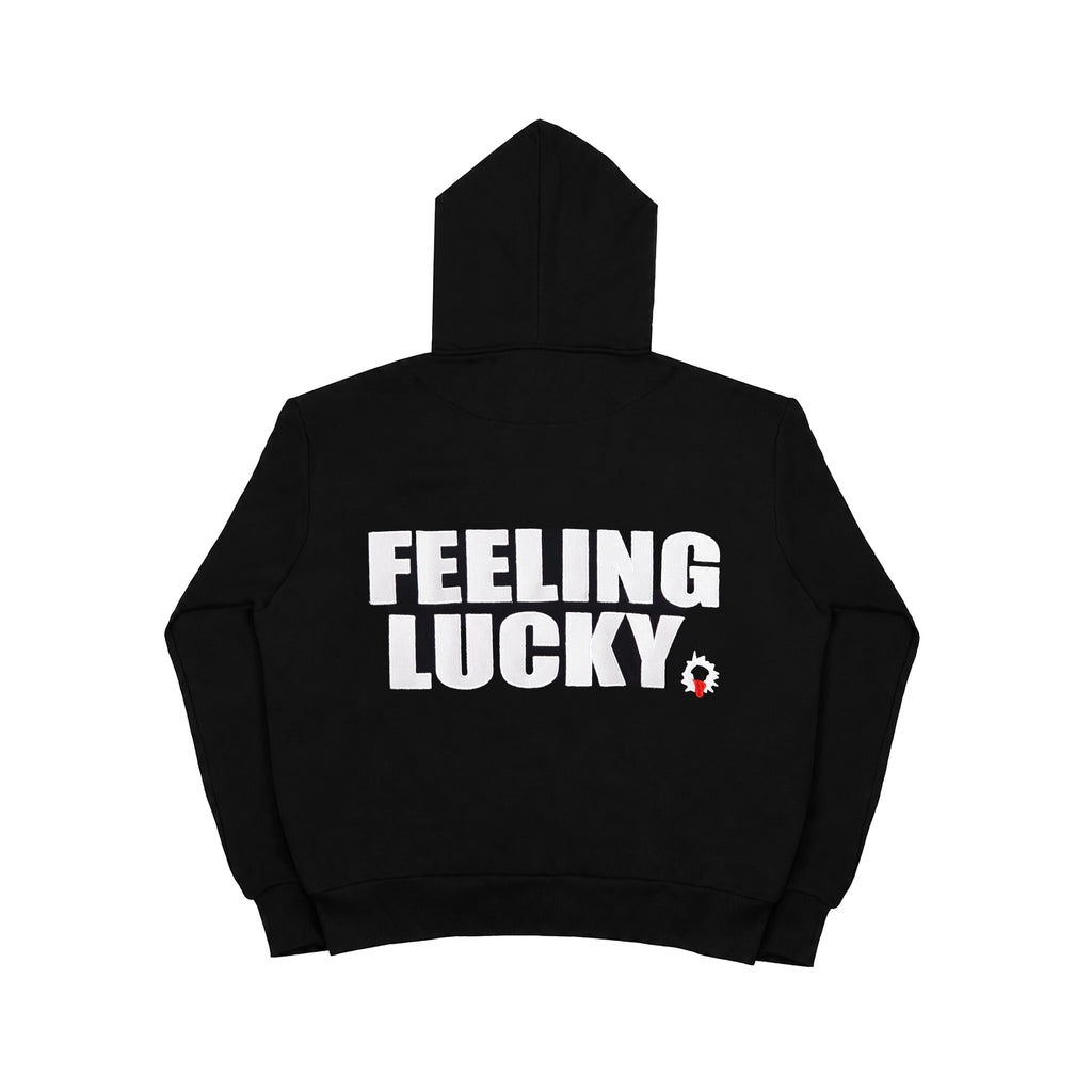 "FEELING LUCKY" OVERSIZED HOODIE BLACK