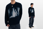 "XRAY" WAFFLE KNIT LONGSLEEVE BLACK