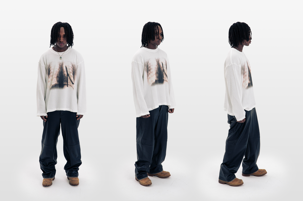 "XRAY" WAFFLE KNIT LONGSLEEVE WHITE