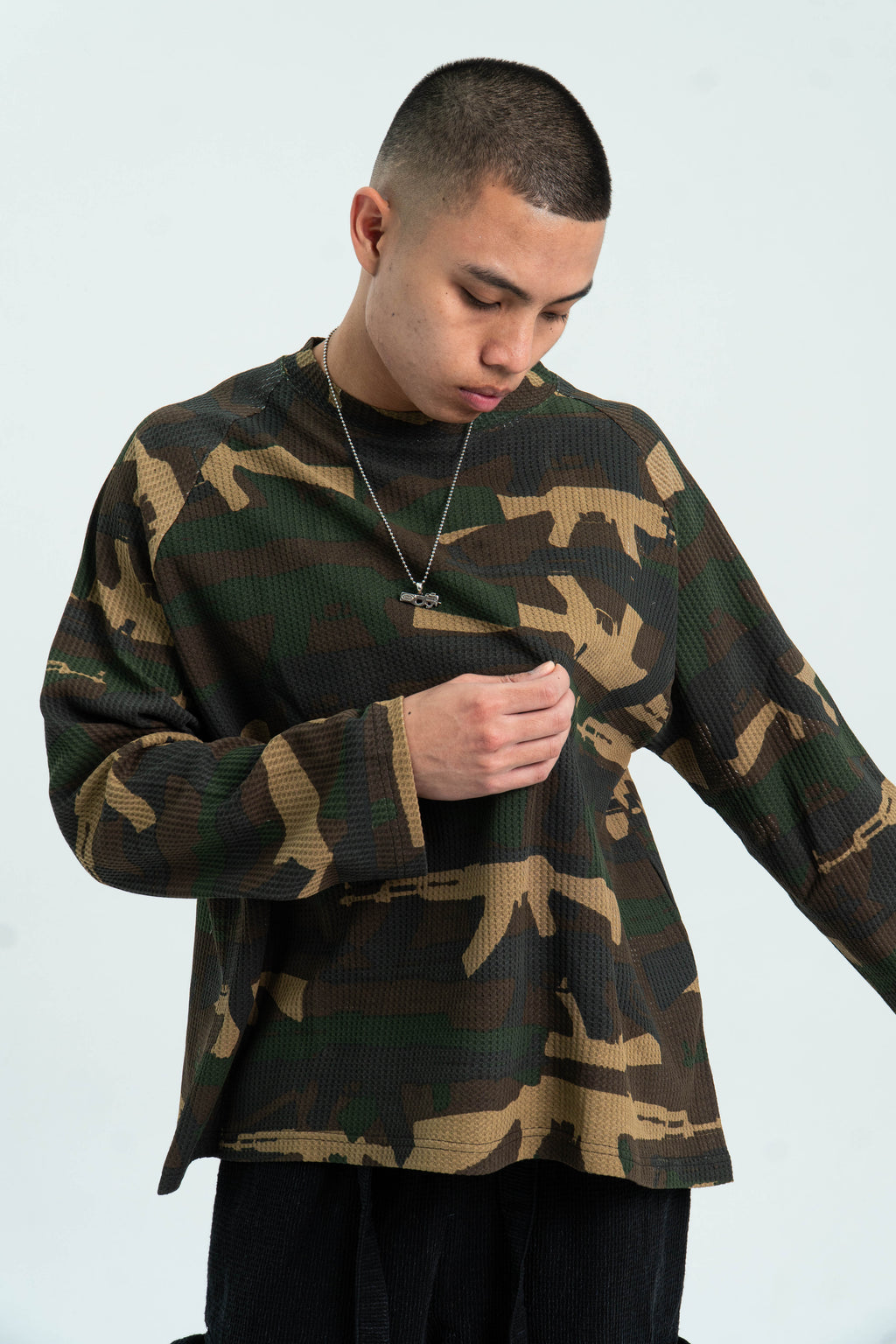 "C.A.M.O V2" WAFFLE-KNIT LONGSLEEVE (FOREST)
