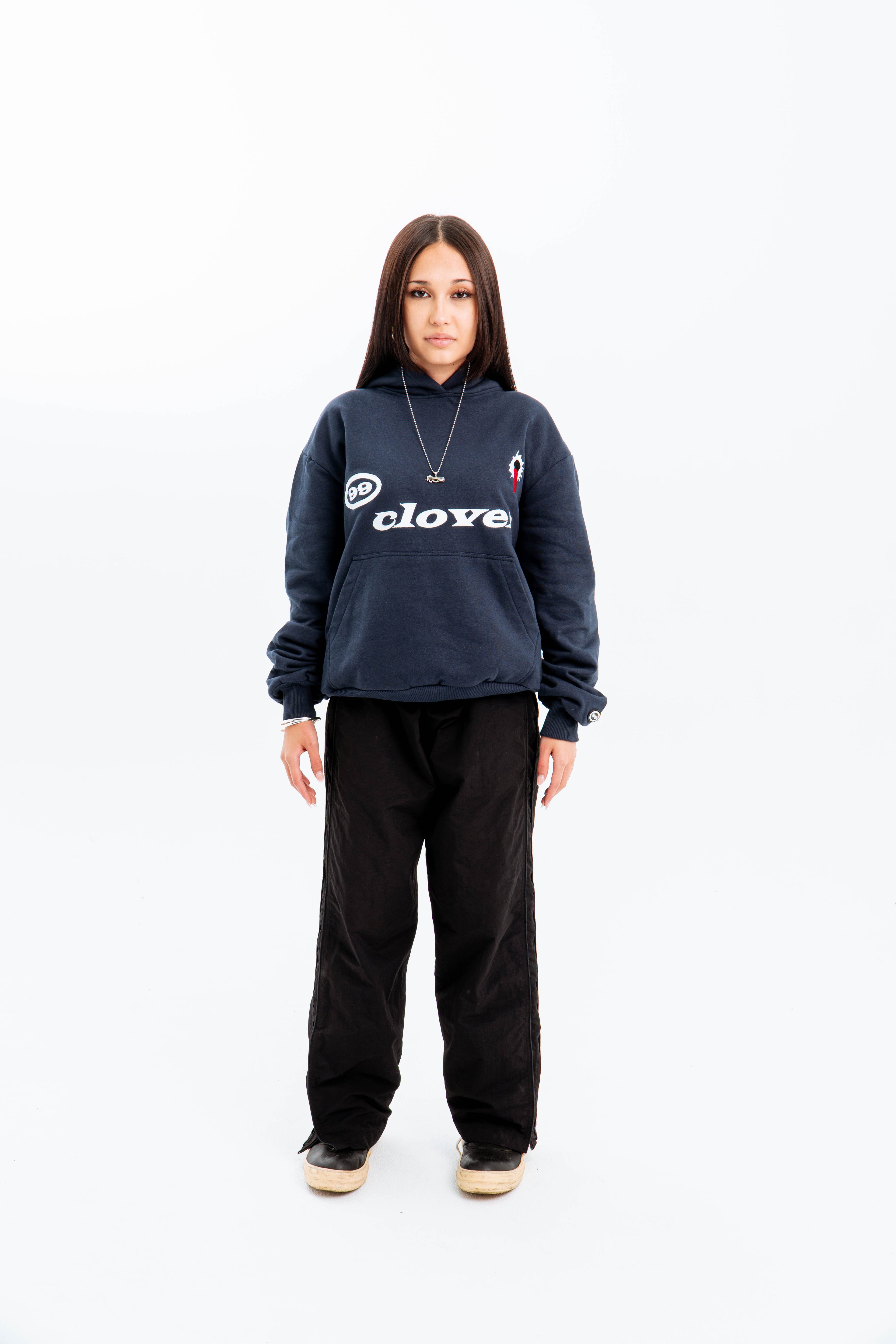 "FEELING LUCKY" OVERSIZED HOODIE NAVY