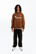 "FEELING LUCKY" OVERSIZED HOODIE BROWN