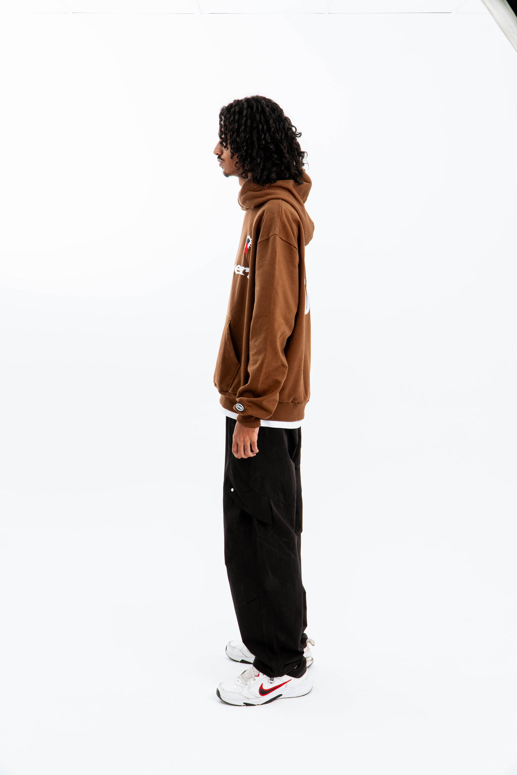 "FEELING LUCKY" OVERSIZED HOODIE BROWN