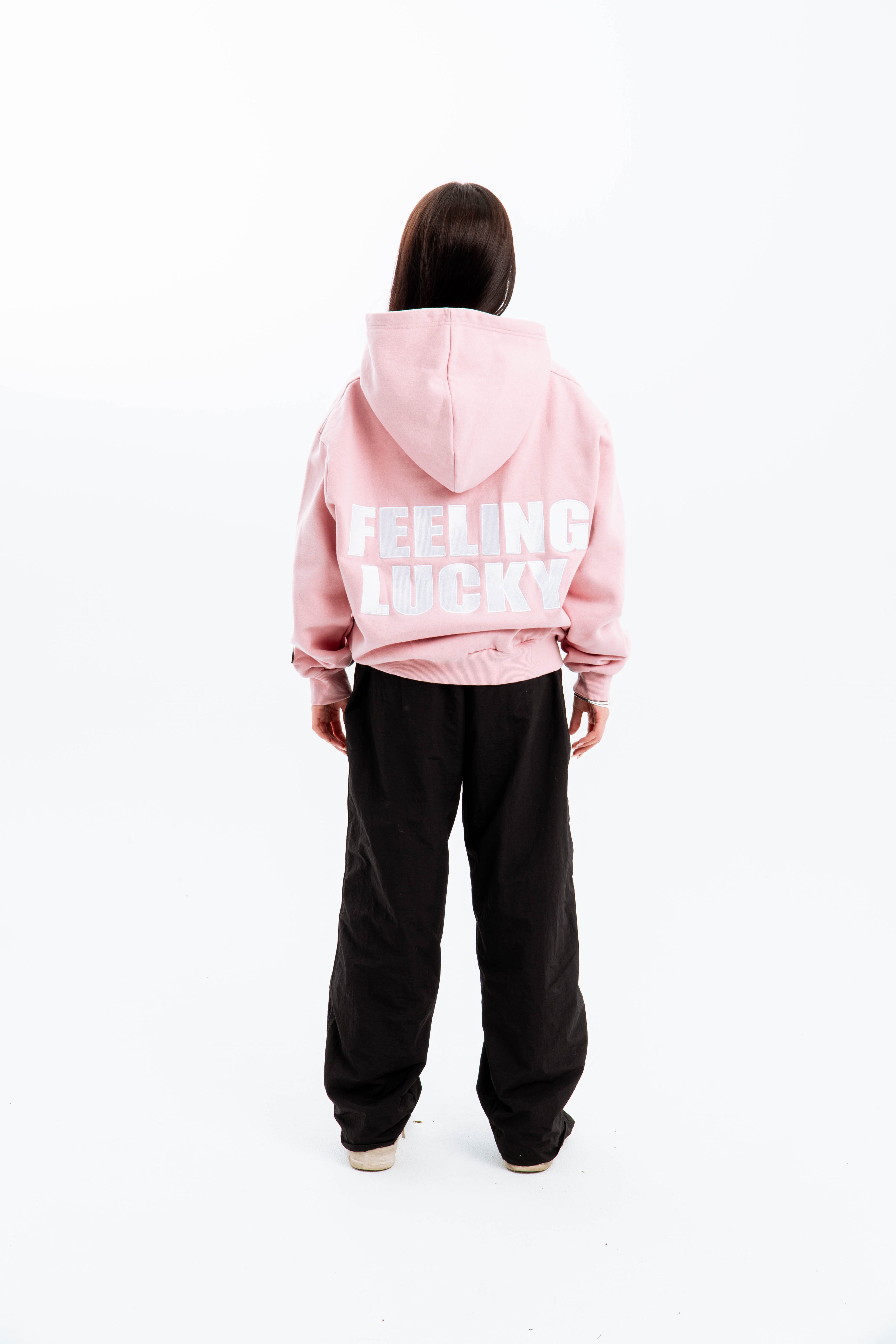 "FEELING LUCKY" OVERSIZED HOODIE PINK