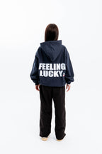 "FEELING LUCKY" OVERSIZED HOODIE NAVY