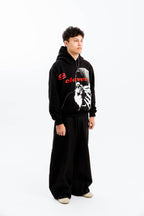 “CLOVER VISION” OVERSIZED HOODIE BLACK/RED