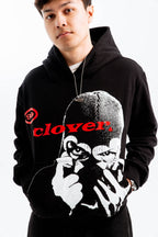 “CLOVER VISION” OVERSIZED HOODIE BLACK/RED