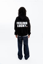 "FEELING LUCKY" OVERSIZED HOODIE BLACK