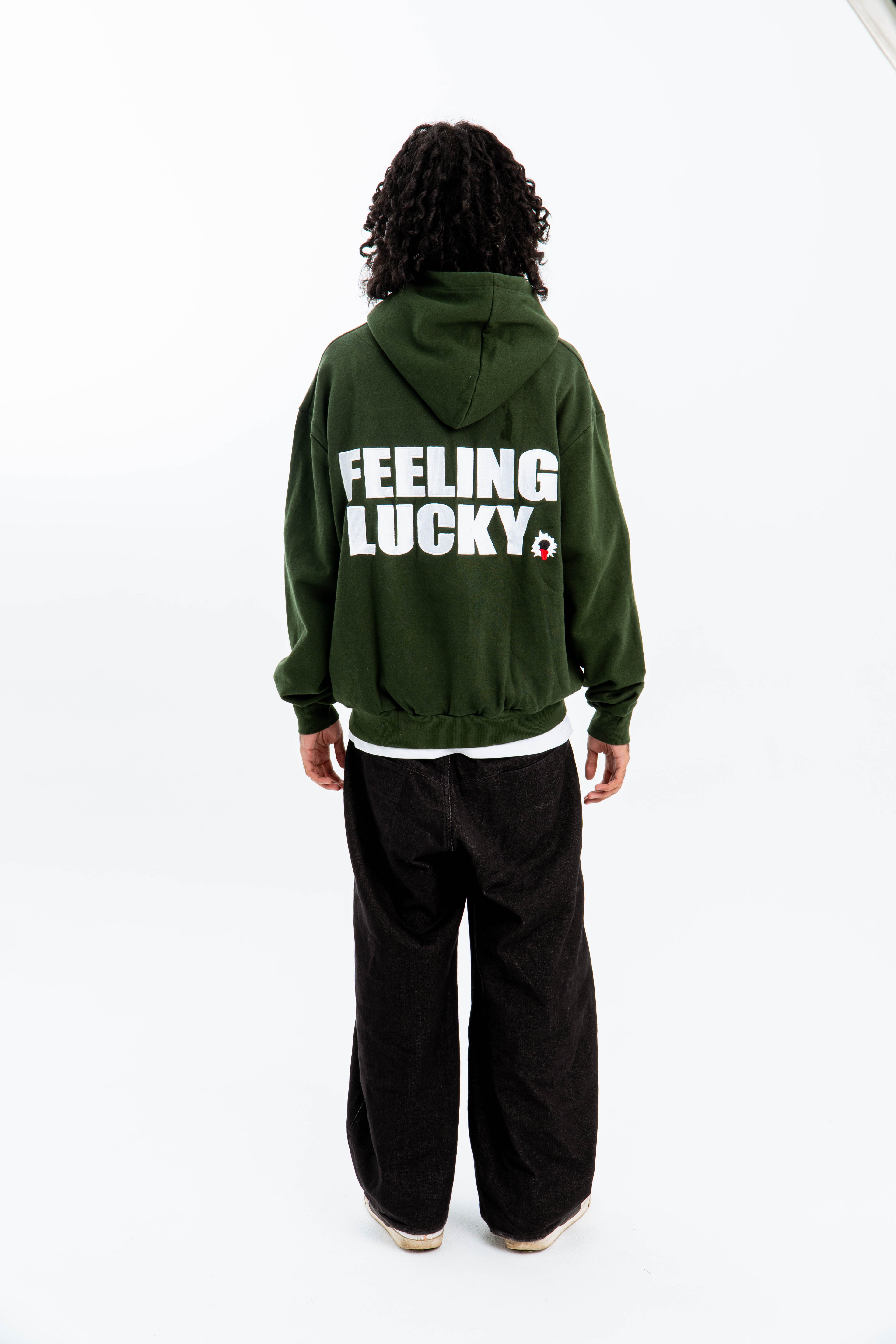 "FEELING LUCKY" OVERSIZED HOODIE GREEN