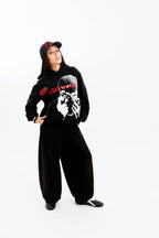 “CLOVER VISION” OVERSIZED HOODIE BLACK/RED