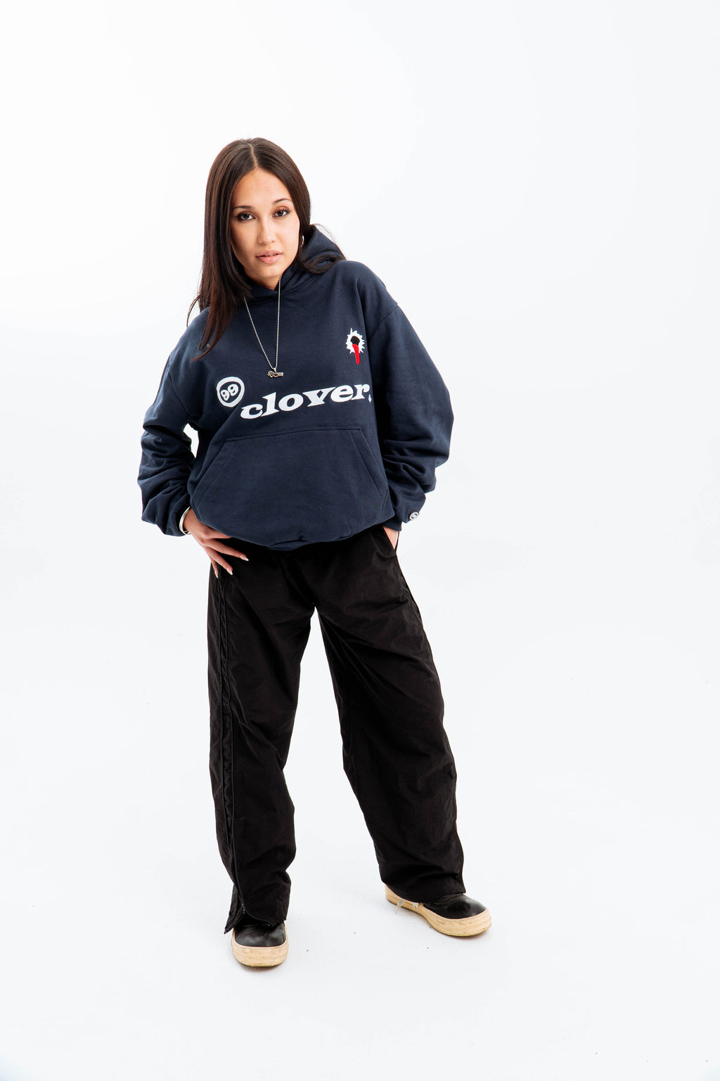 "FEELING LUCKY" OVERSIZED HOODIE NAVY