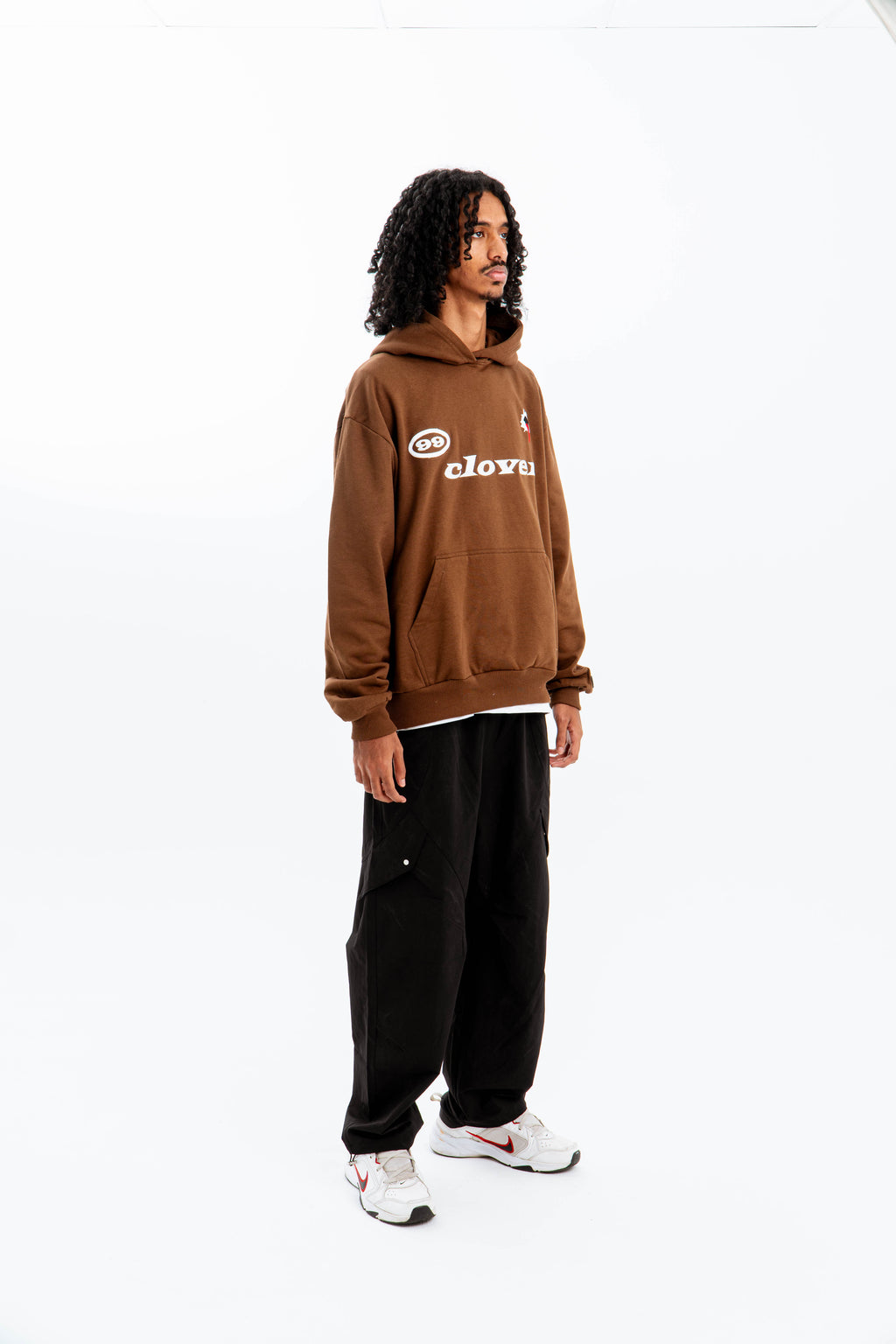 "FEELING LUCKY" OVERSIZED HOODIE BROWN