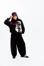 “CLOVER VISION” OVERSIZED HOODIE BLACK/RED