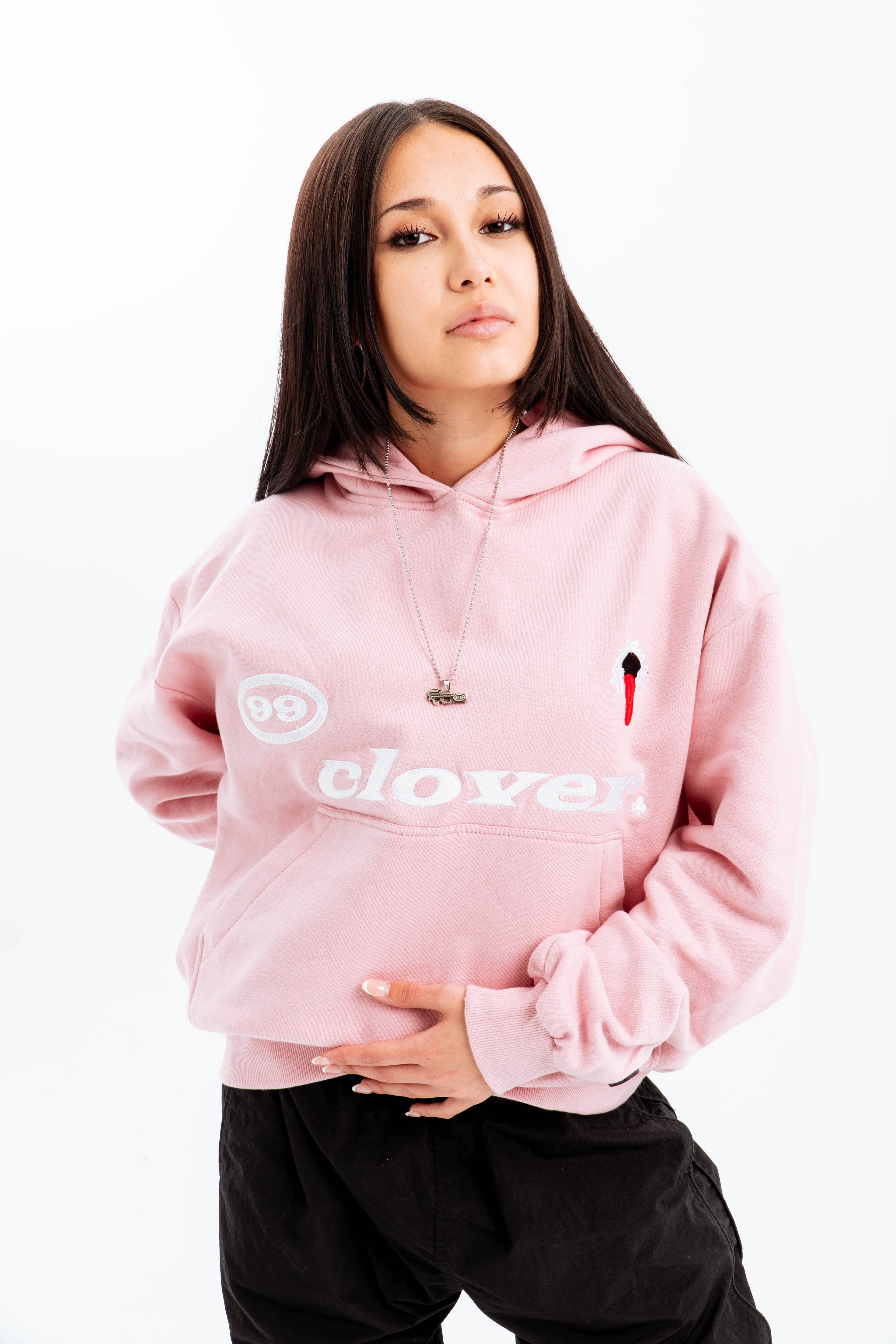 "FEELING LUCKY" OVERSIZED HOODIE PINK