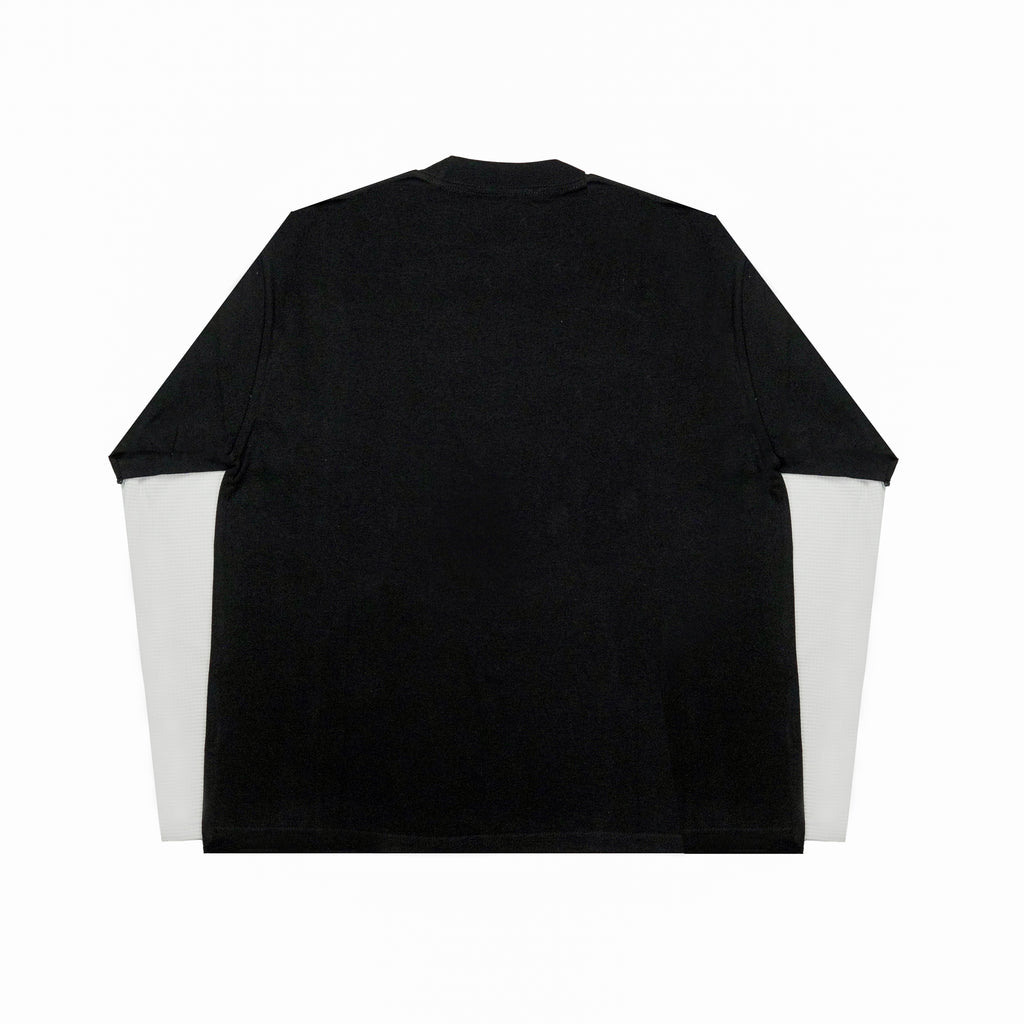 “RECOIL” DOUBLE LAYER LONGSLEEVE TEE - BLACK/WHITE