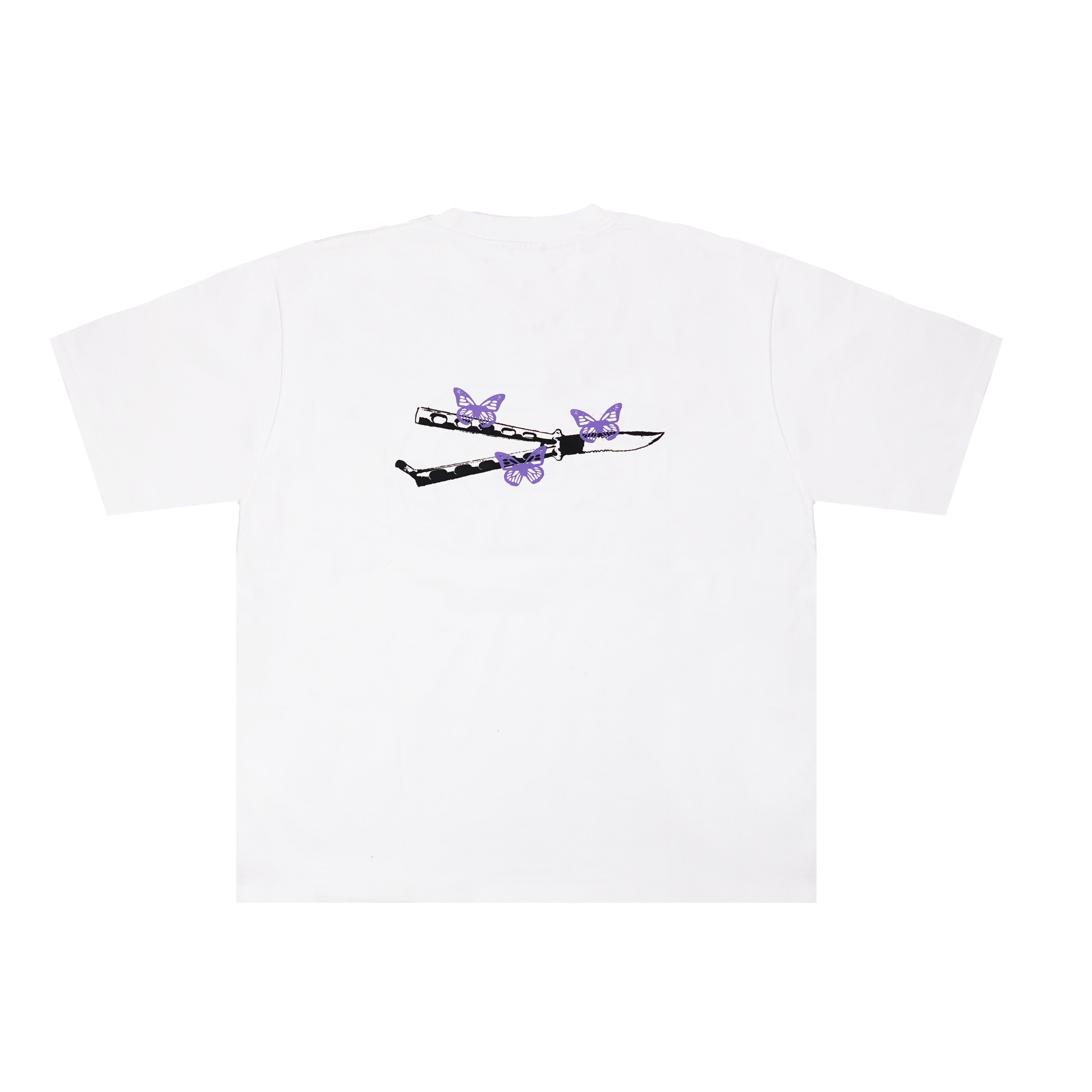 “DEVILS BUTTERFLY” HEAVY TEE WHITE/PURPLE