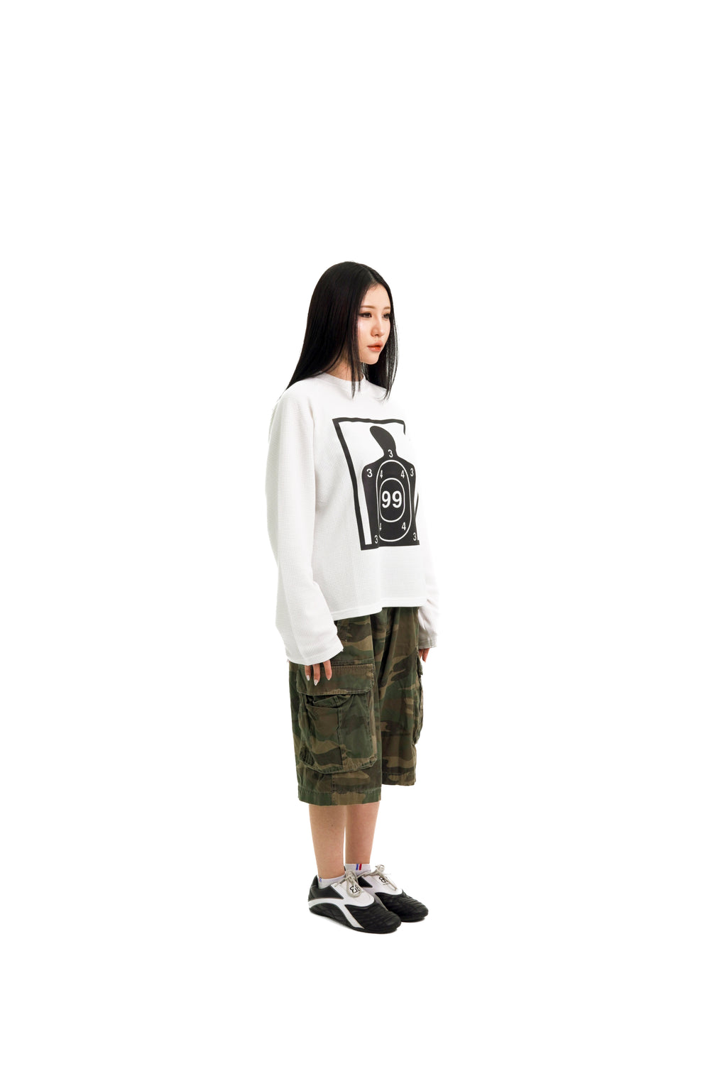 “RECOIL” WAFFLE KNIT LONGSLEEVE - WHITE