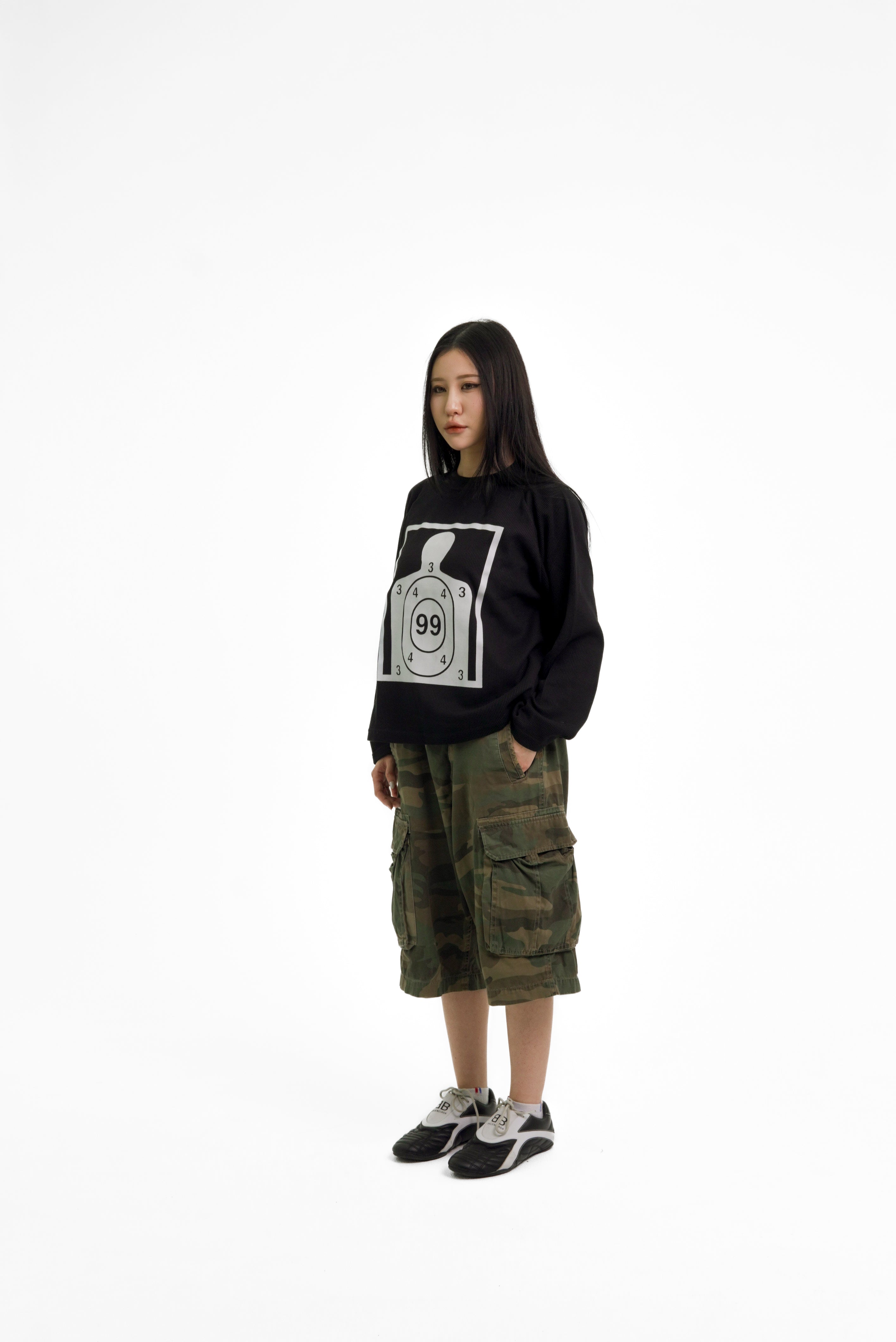 “RECOIL” WAFFLE KNIT LONGSLEEVE - BLACK
