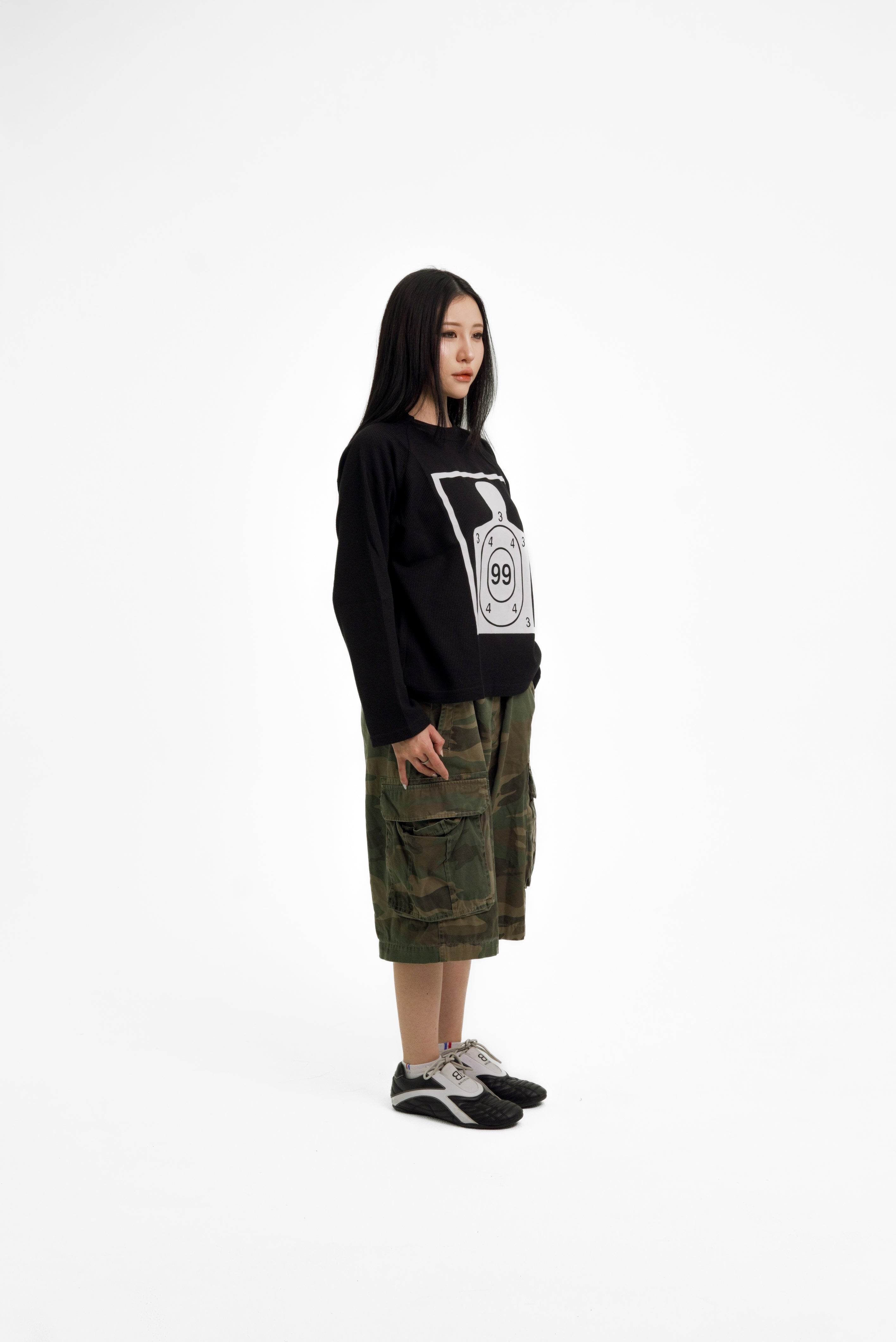 “RECOIL” WAFFLE KNIT LONGSLEEVE - BLACK