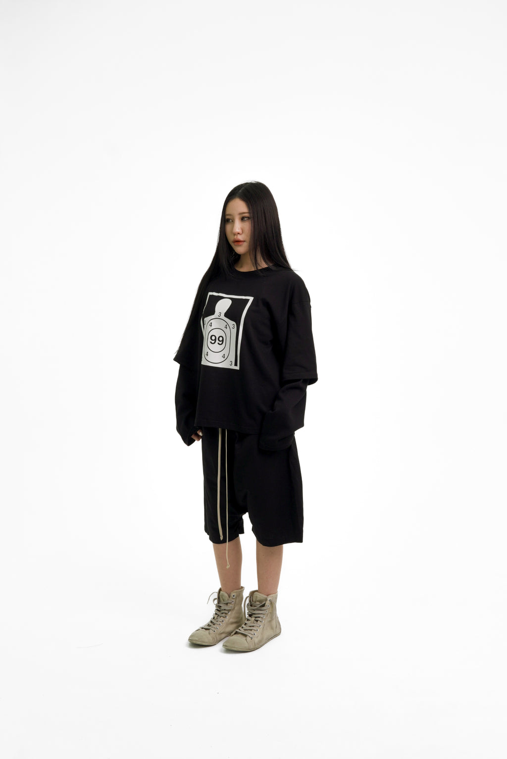 “RECOIL” DOUBLE LAYER LONGSLEEVE TEE - BLACK/BLACK