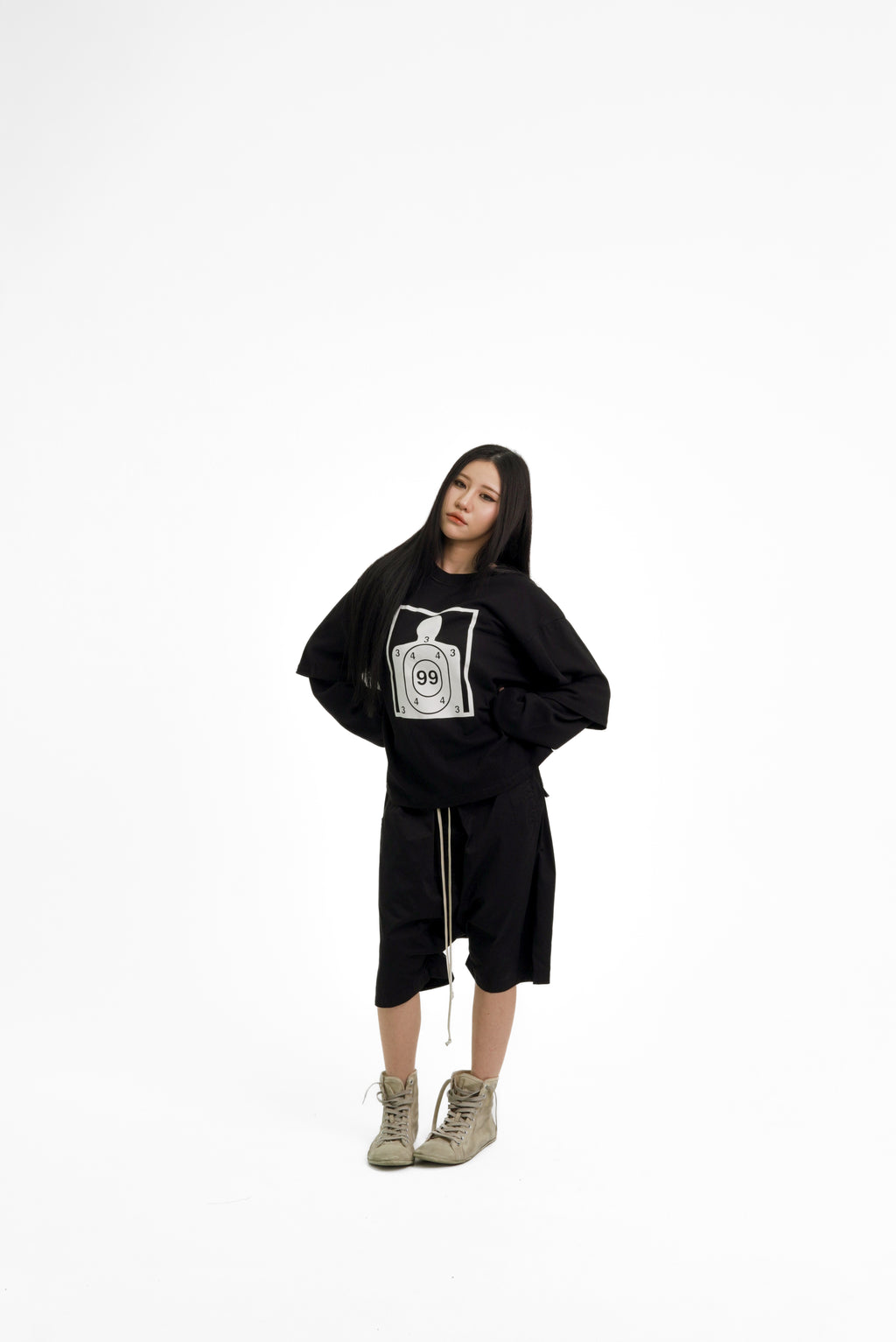 “RECOIL” DOUBLE LAYER LONGSLEEVE TEE - BLACK/BLACK