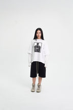 “RECOIL” DOUBLE LAYER LONGSLEEVE TEE - WHITE/WHITE