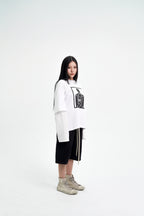 “RECOIL” DOUBLE LAYER LONGSLEEVE TEE - WHITE/WHITE