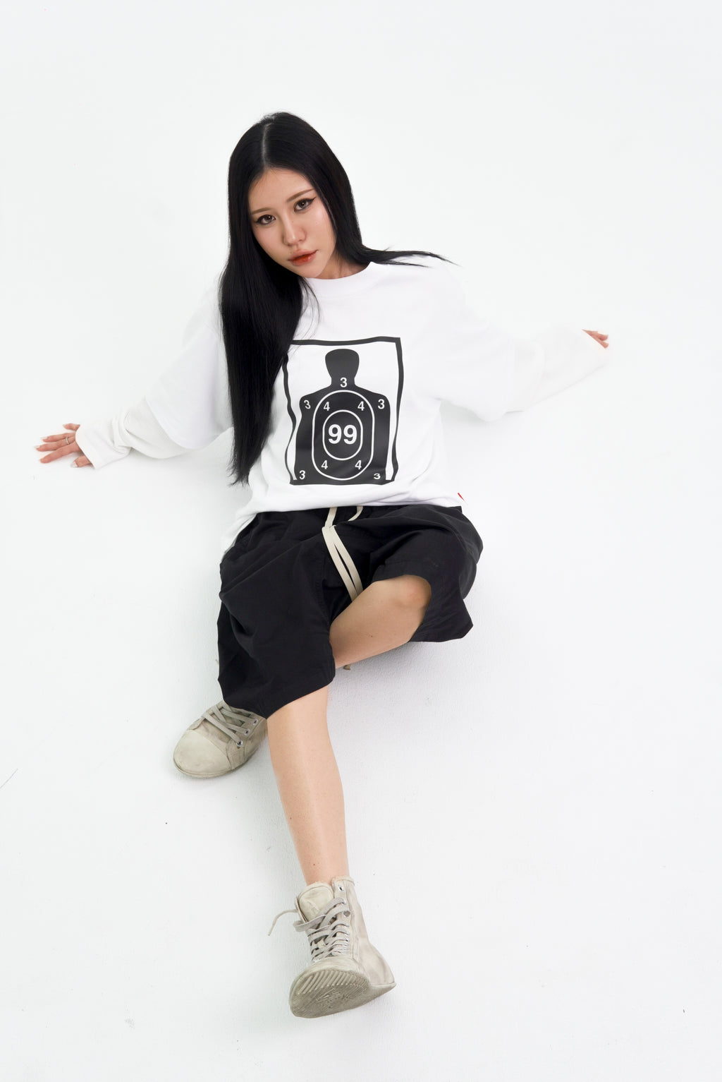 “RECOIL” DOUBLE LAYER LONGSLEEVE TEE - WHITE/WHITE