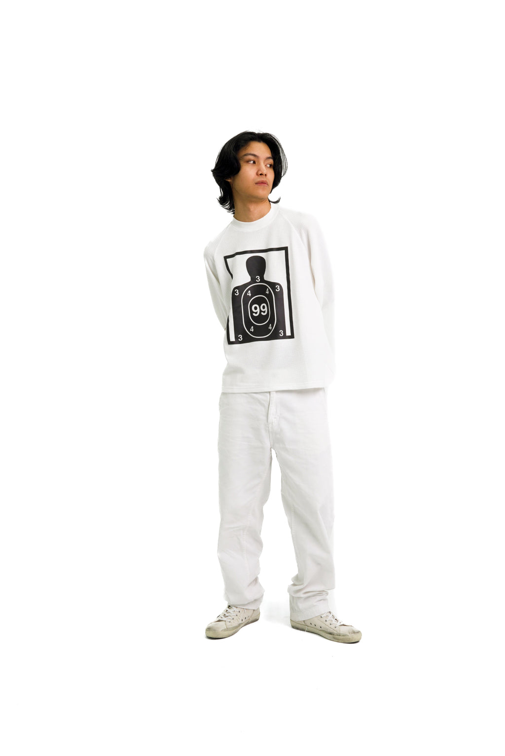 “RECOIL” WAFFLE KNIT LONGSLEEVE - WHITE
