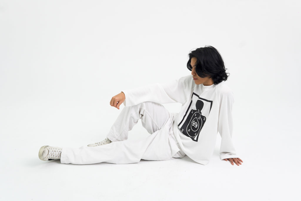 “RECOIL” WAFFLE KNIT LONGSLEEVE - WHITE
