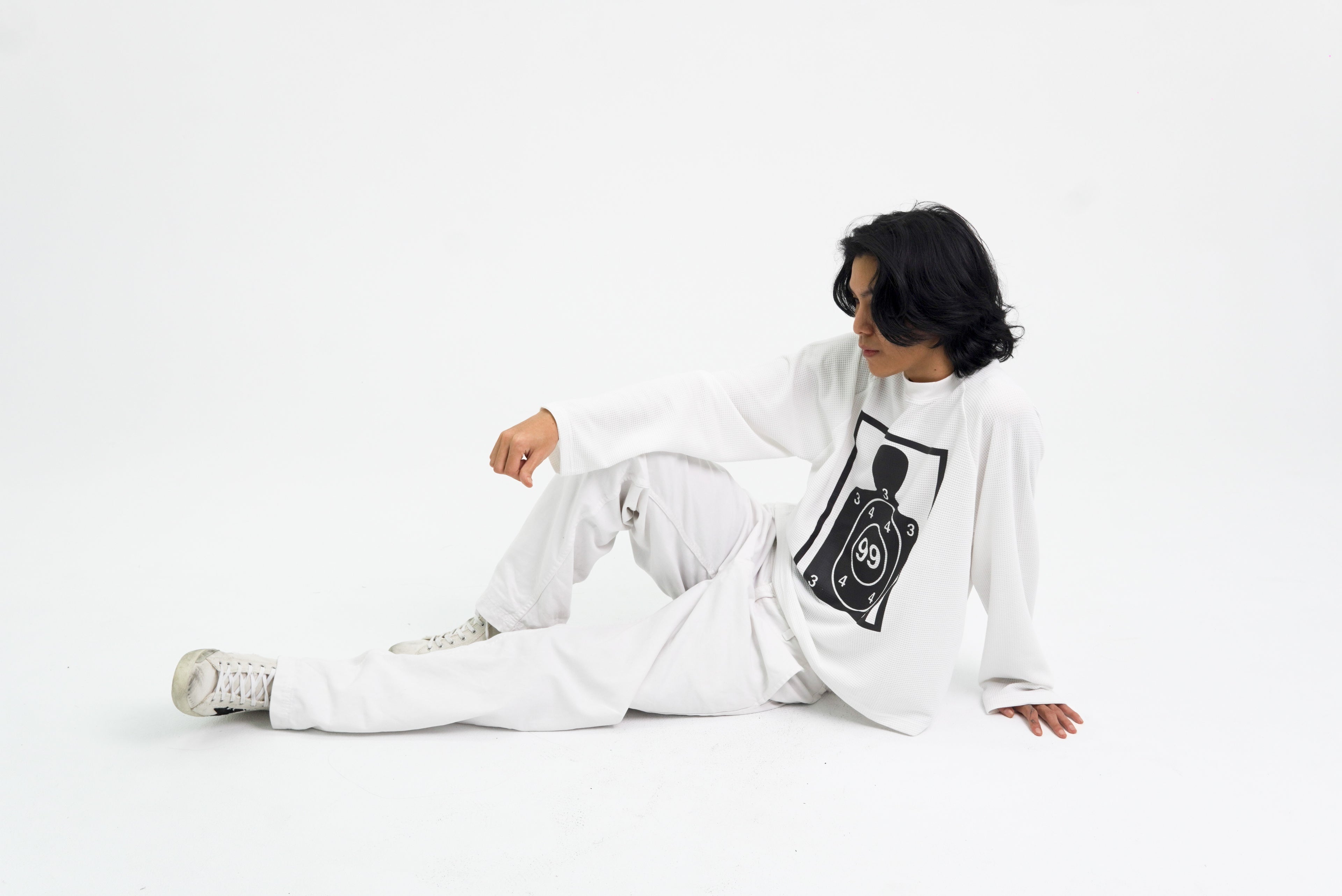 “RECOIL” WAFFLE KNIT LONGSLEEVE - WHITE