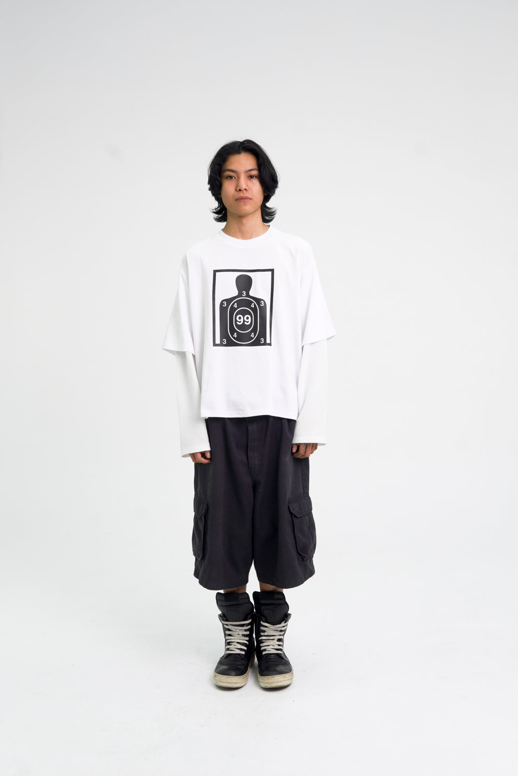 “RECOIL” DOUBLE LAYER LONGSLEEVE TEE - WHITE/WHITE