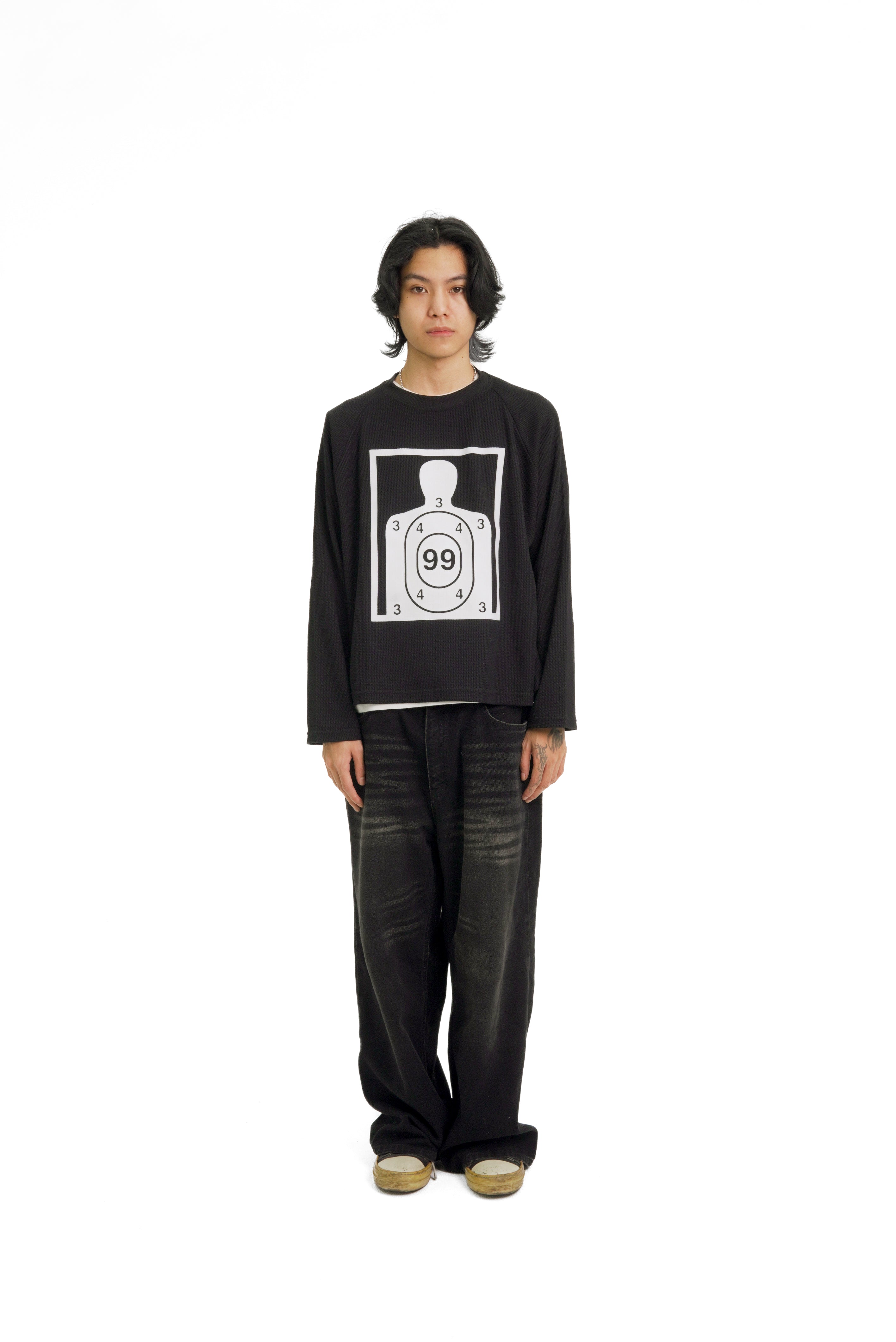 “RECOIL” WAFFLE KNIT LONGSLEEVE - BLACK
