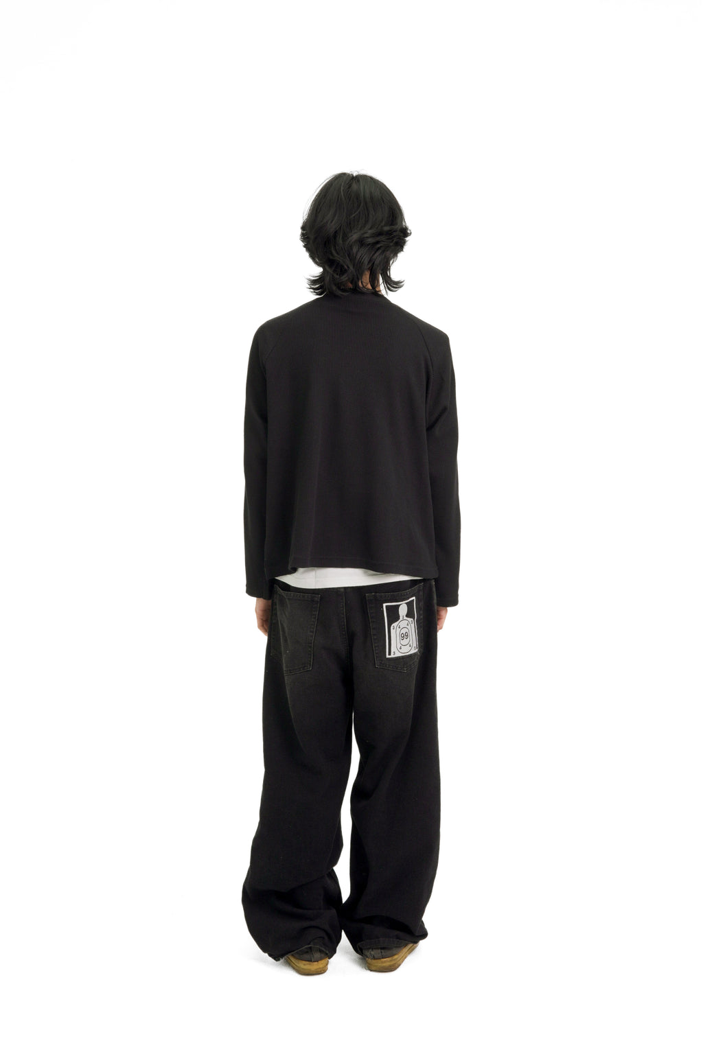 “RECOIL” WAFFLE KNIT LONGSLEEVE - BLACK