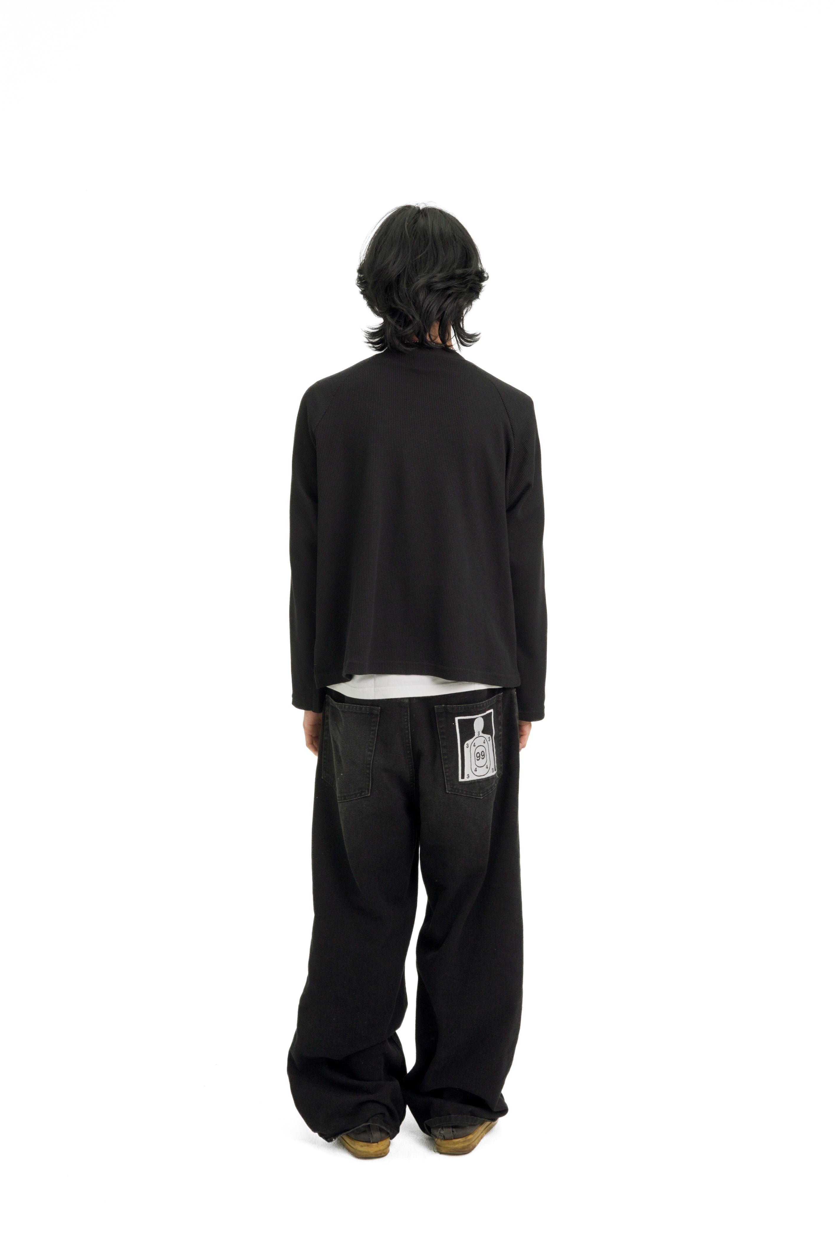 “RECOIL” WAFFLE KNIT LONGSLEEVE - BLACK