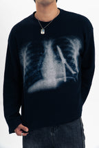 "XRAY" WAFFLE KNIT LONGSLEEVE BLACK