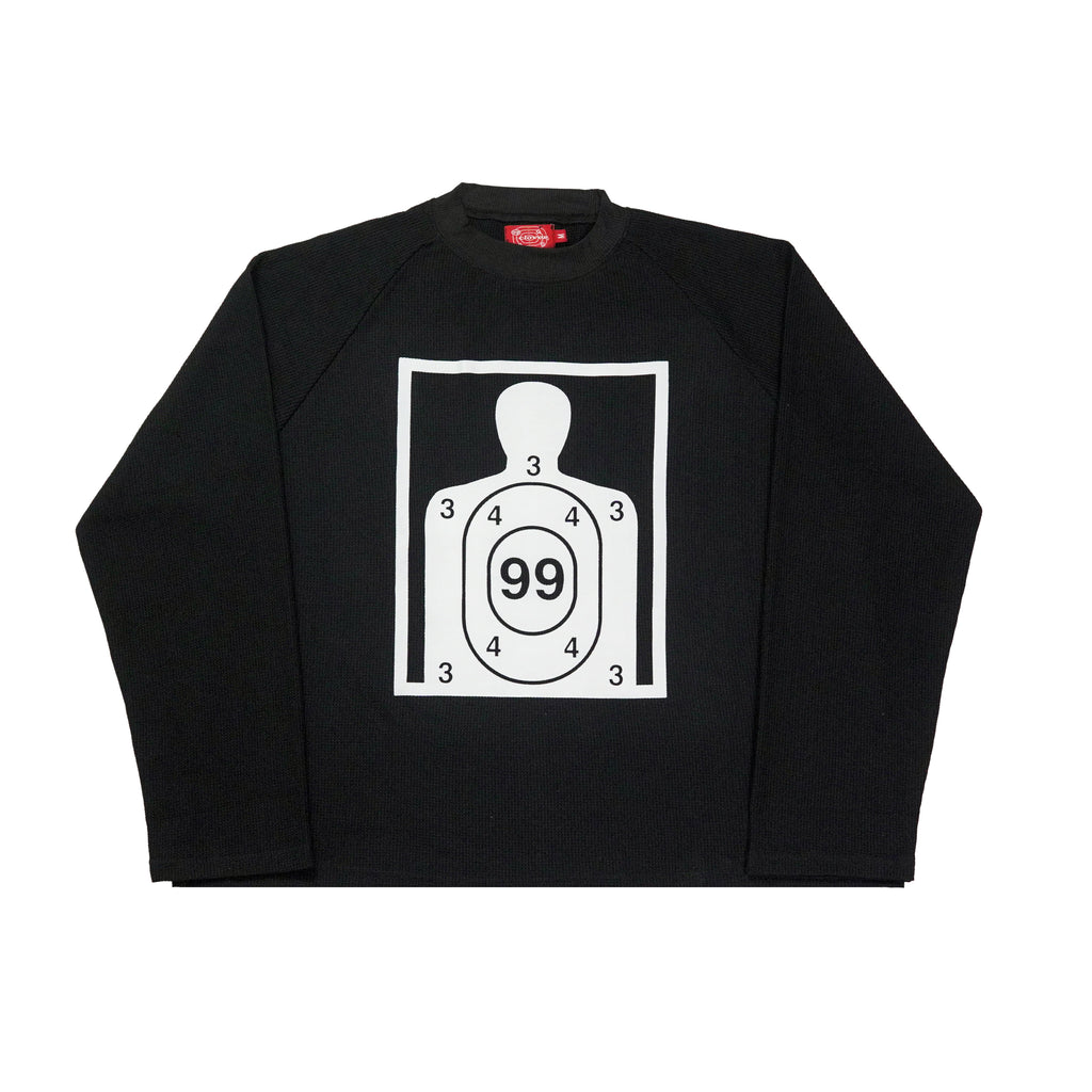 “RECOIL” WAFFLE KNIT LONGSLEEVE - BLACK