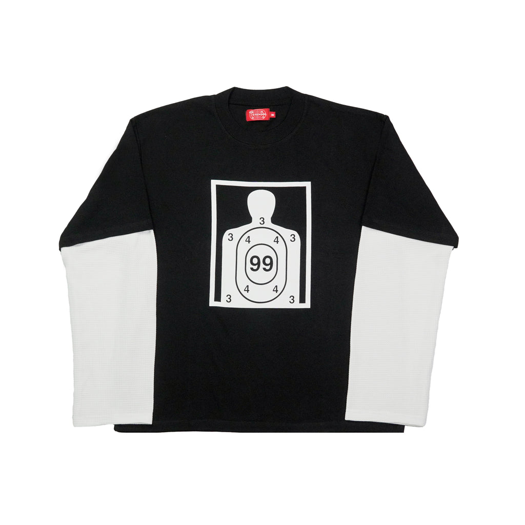 “RECOIL” DOUBLE LAYER LONGSLEEVE TEE - BLACK/WHITE