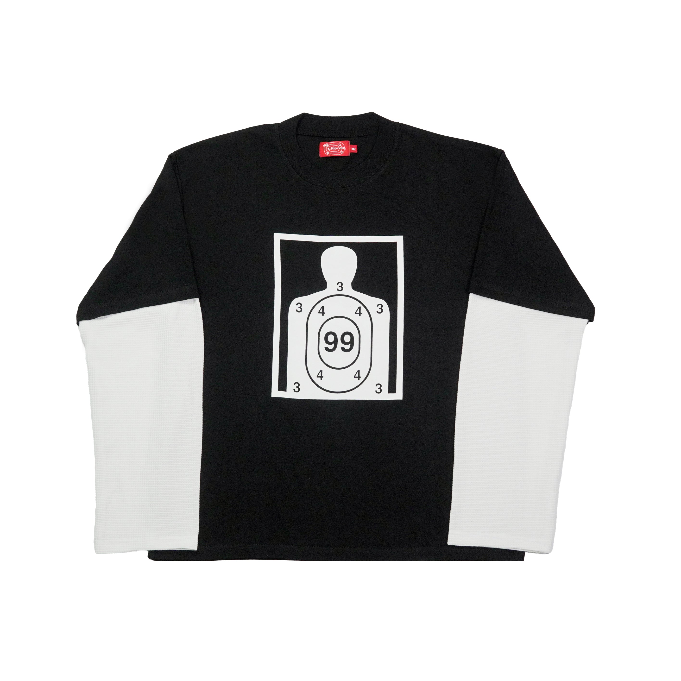 “RECOIL” DOUBLE LAYER LONGSLEEVE TEE - BLACK/WHITE