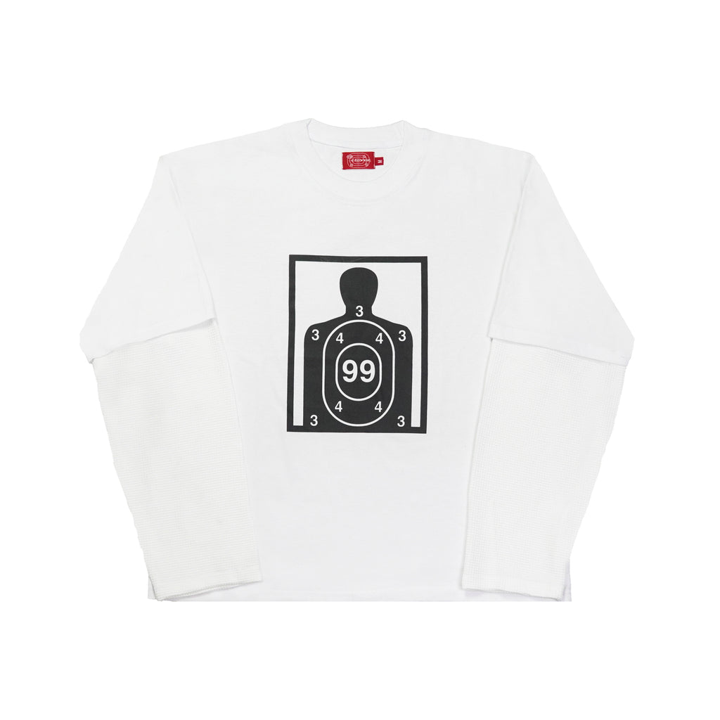 “RECOIL” DOUBLE LAYER LONGSLEEVE TEE - WHITE/WHITE