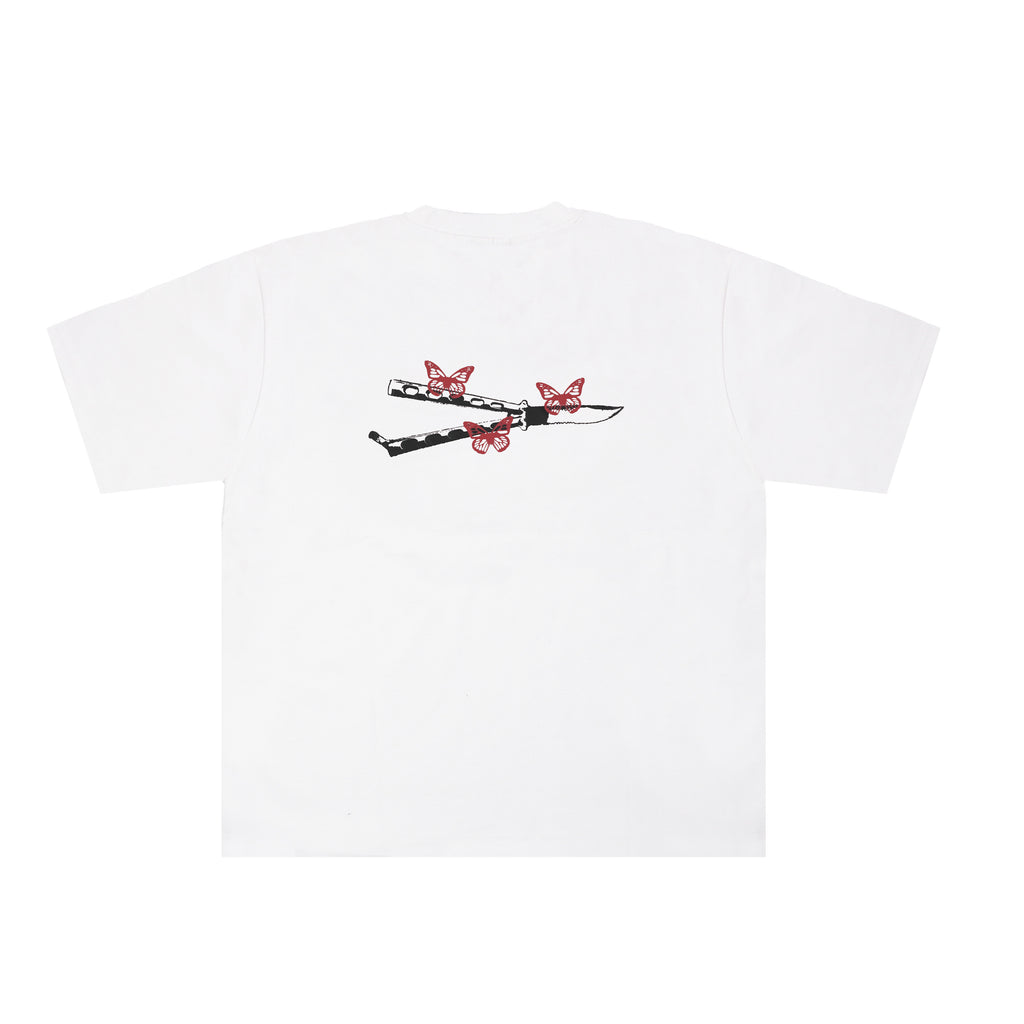 “DEVILS BUTTERFLY” HEAVY TEE WHITE/RED