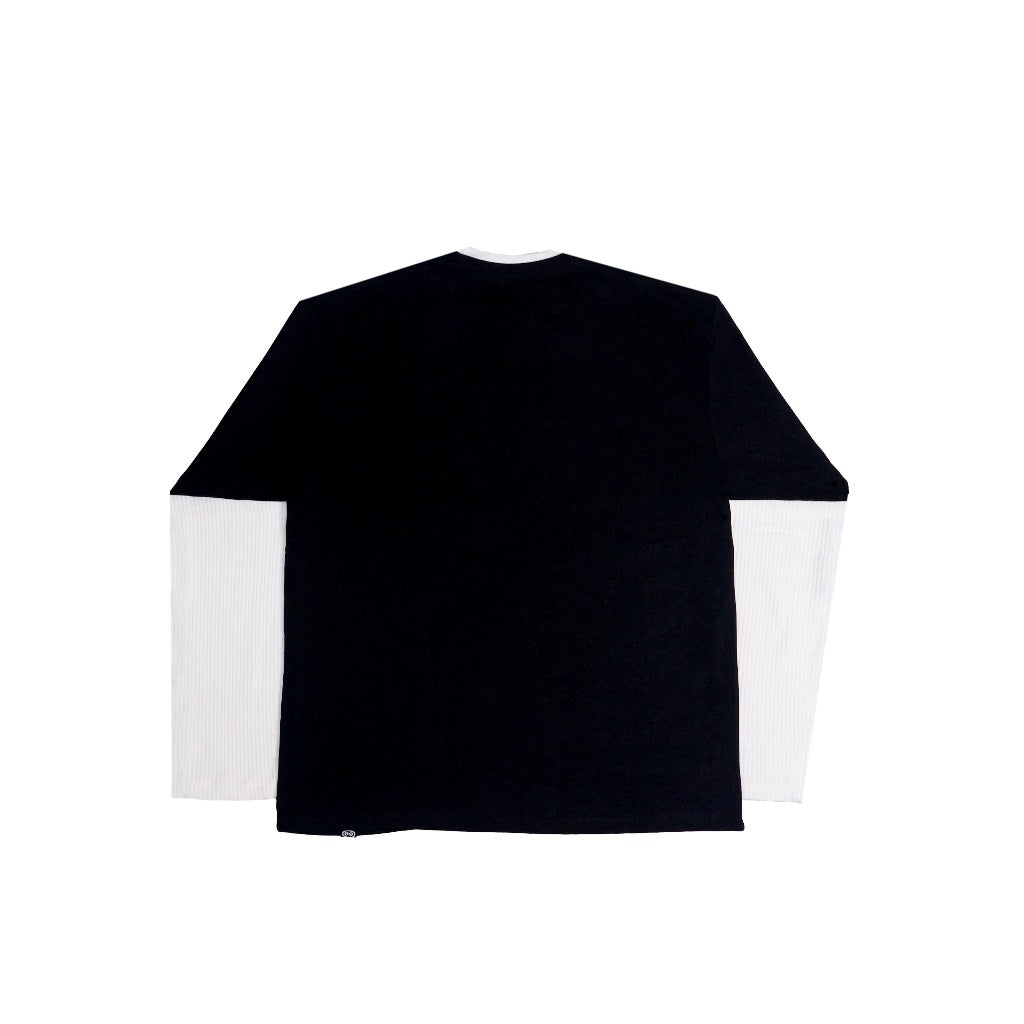 “COLLECTOR” DOUBLE LAYER LONGSLEEVE TEE BLACK/WHITE
